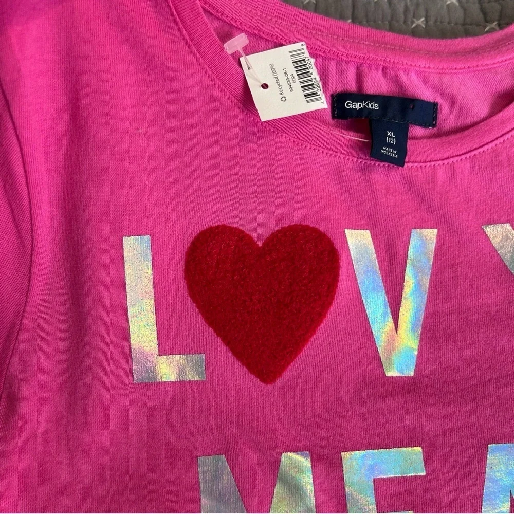 2 for $20 GAP Girls Pink Tee with Red Heart Accent XL (12) NWT